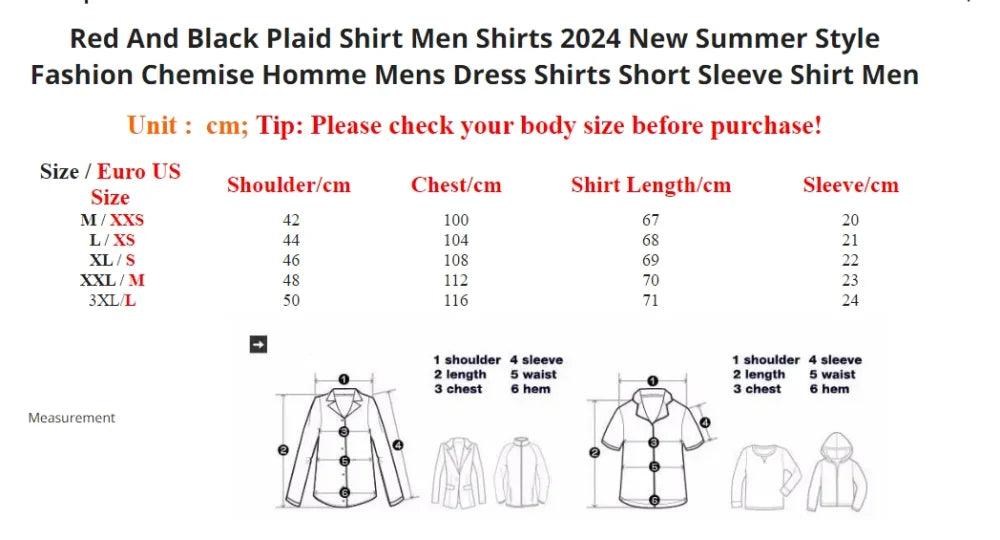 2025 New Summer Fashion Button Up Chemise Homme Checkered Shirts Men Short Sleeve Blouses Tops