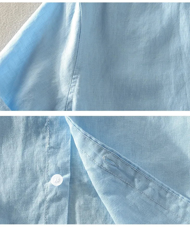 Pure Linen Short-sleeved Shirt Men&