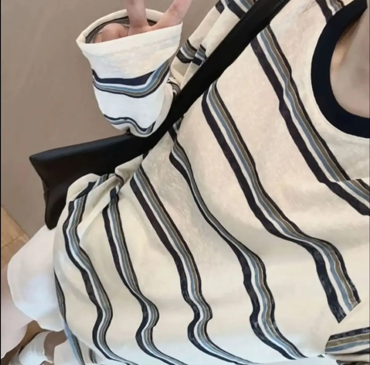 Women Clothes Spring Autumn Fashion Simplicity All-match Striped Color Blocking O-neck Ladies Appear Thin Lazy Wind Long Sleeve