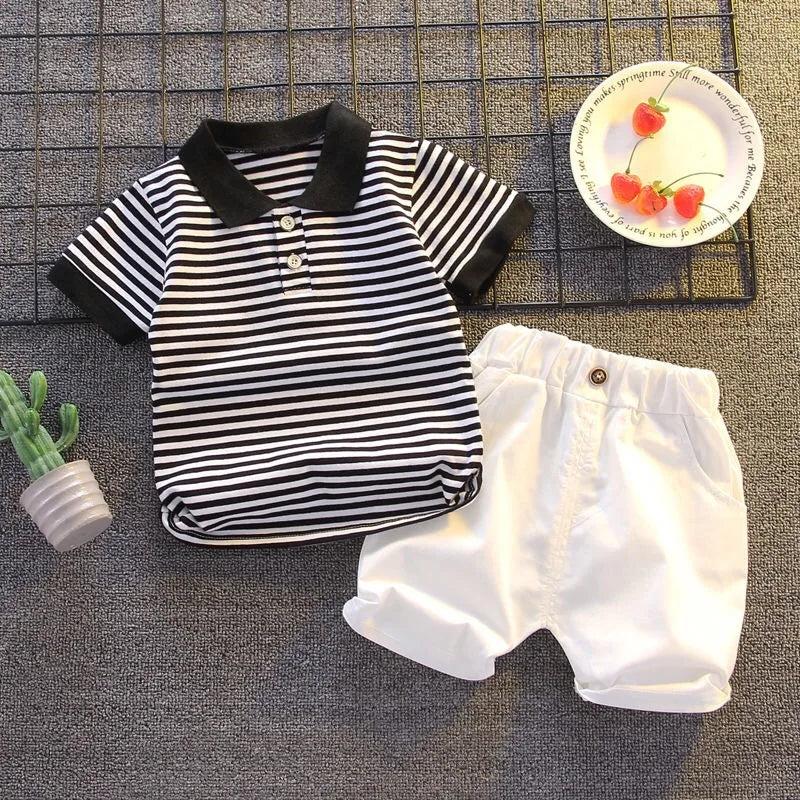 Kids Striped Clothing Sets Boys Girls Short Sleeve T-shirt+Shorts 2Pcs Children Clothes Suits Baby Tracksuit Outfits 1-5 Years