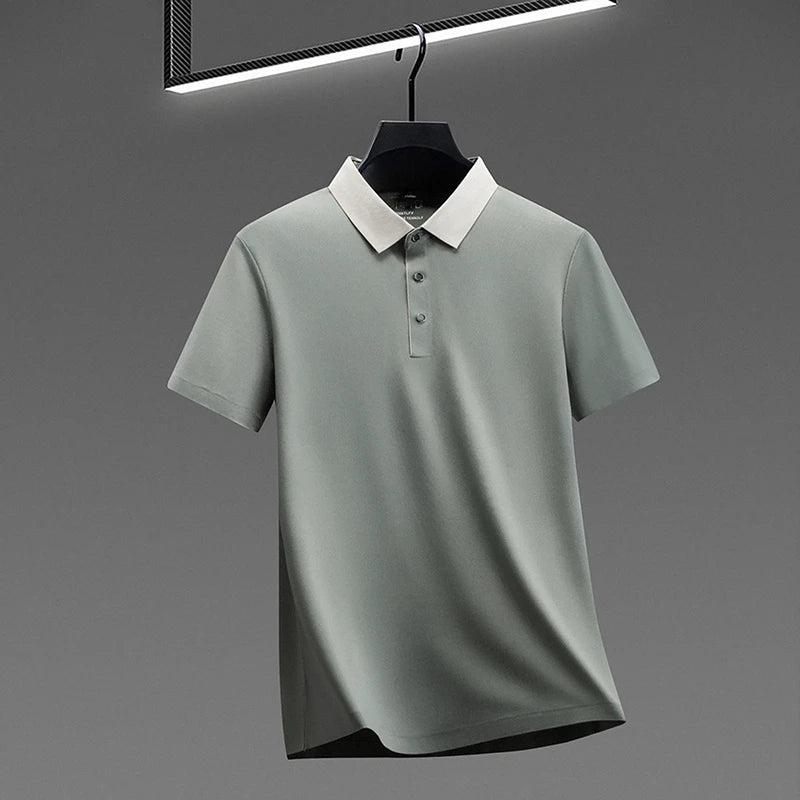 Polo Shirt for Men Short Sleeve Contrast Collar Design Soft Comfortable Fabric for Office and Casual