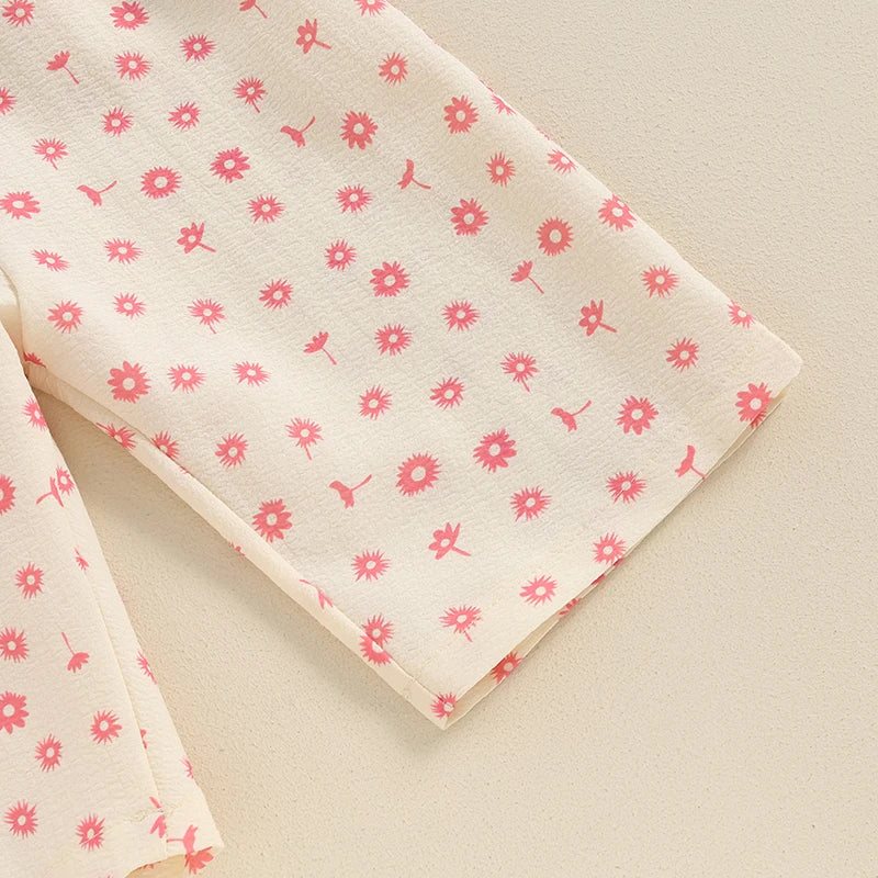Toddler Kids Clothes Girls Summer Overalls Cotton Floral Print Backless Bowknot Rompers Jumpsuits Baby Clothing