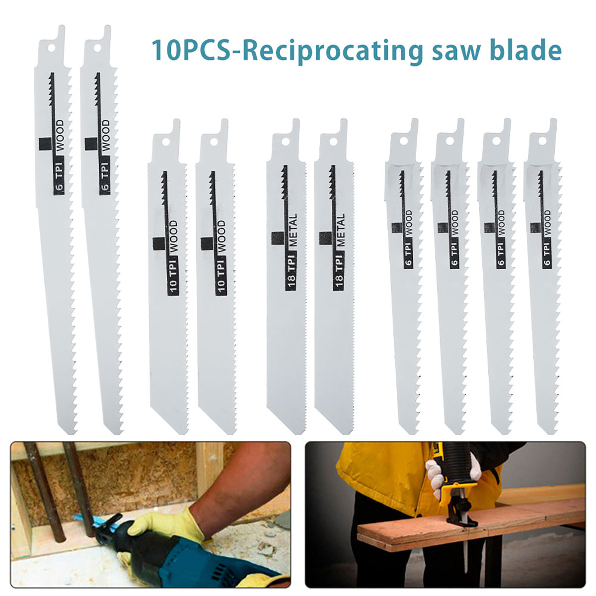 10Pcs Reciprocating Saw Blades Saber Saw Handsaw Multi Saw Blade For Wood Metal Plastic Pipe Cutting Power Tool Accessories