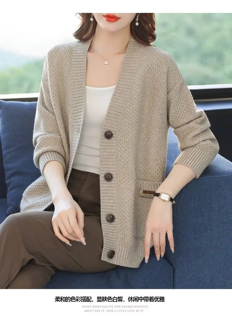 Fashion Fall Winter Clothes Woman Knitwear Top Buttons Long Sleeve Jacket For Women Sweater Tops Casual Ladies Cardigan Coat