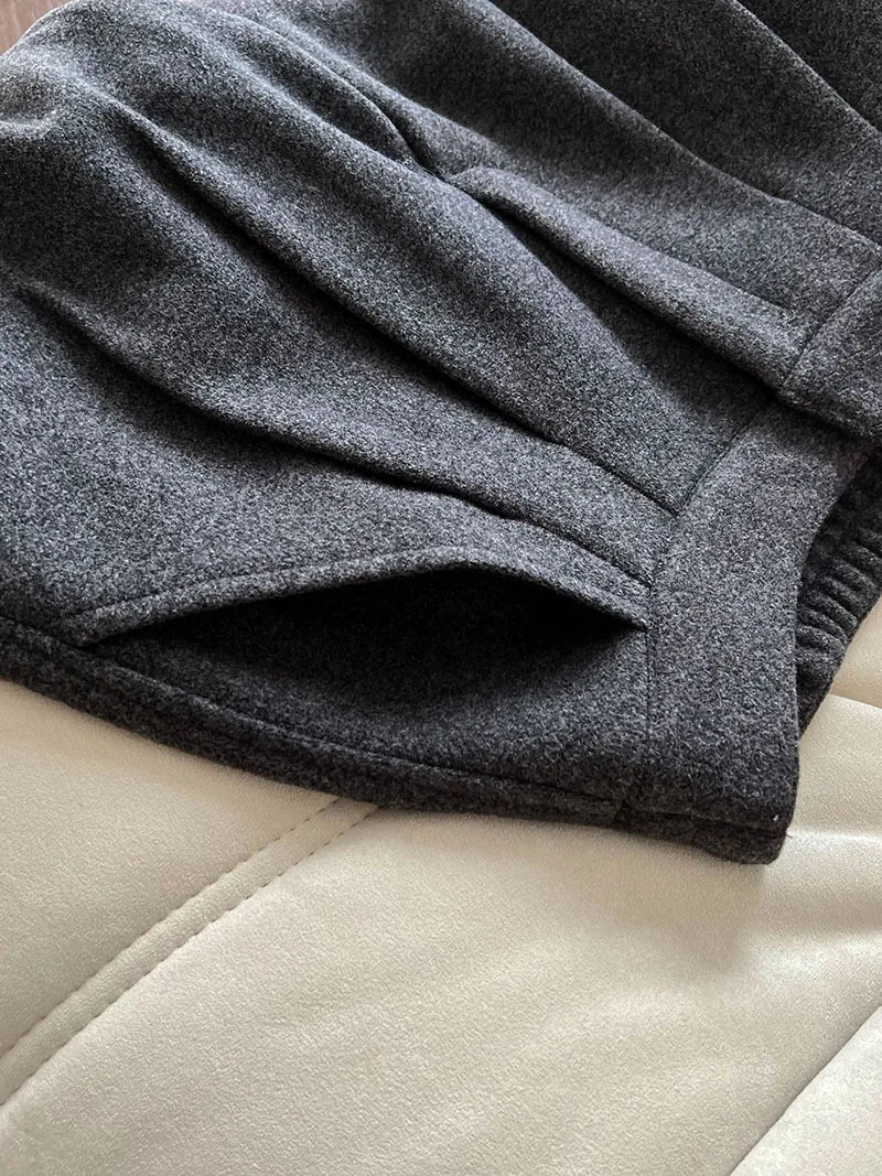 2025 Women Winter Autumn Thick Pants High Waist Wide Leg Warm Woolen Pants Fashion Clothes Vintage Pants Female Trousers