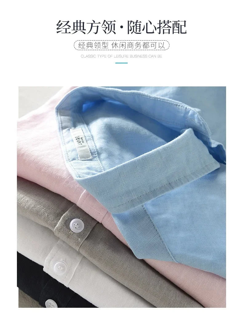 Pure Linen Short-sleeved Shirt Men&