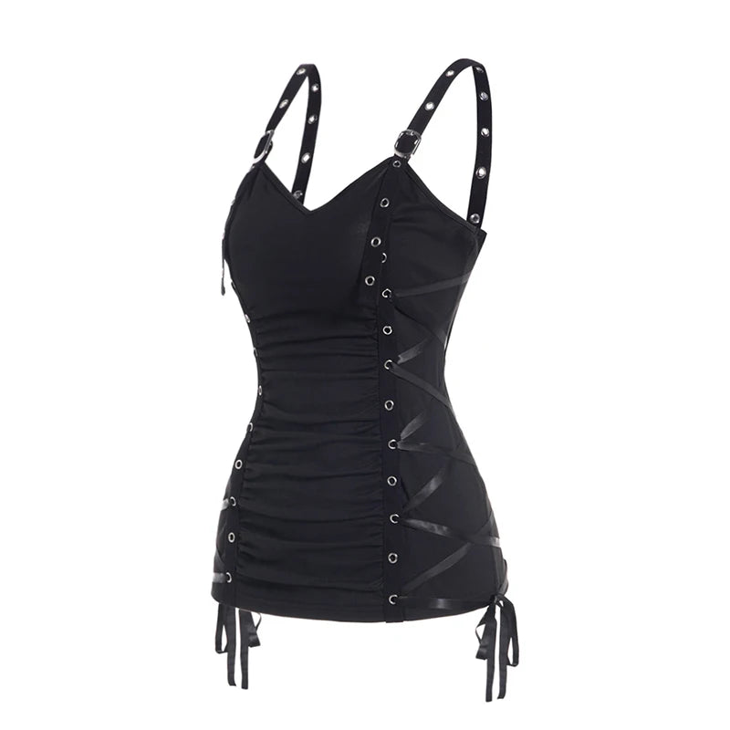 Summer Tank Tops for Women Plain Color Tank Top Ruched Grommet Lace Up Casual Sleeveless Tops топ женский