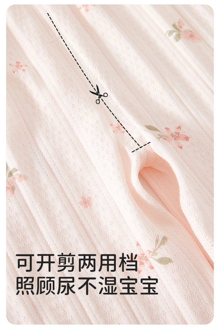 Baby Clothes Summer Outfit for Girls, Class A, 6-12 Months, Infant Air-Conditioned Clothing, Two-Piece Set, Summer Thin Fiber 80