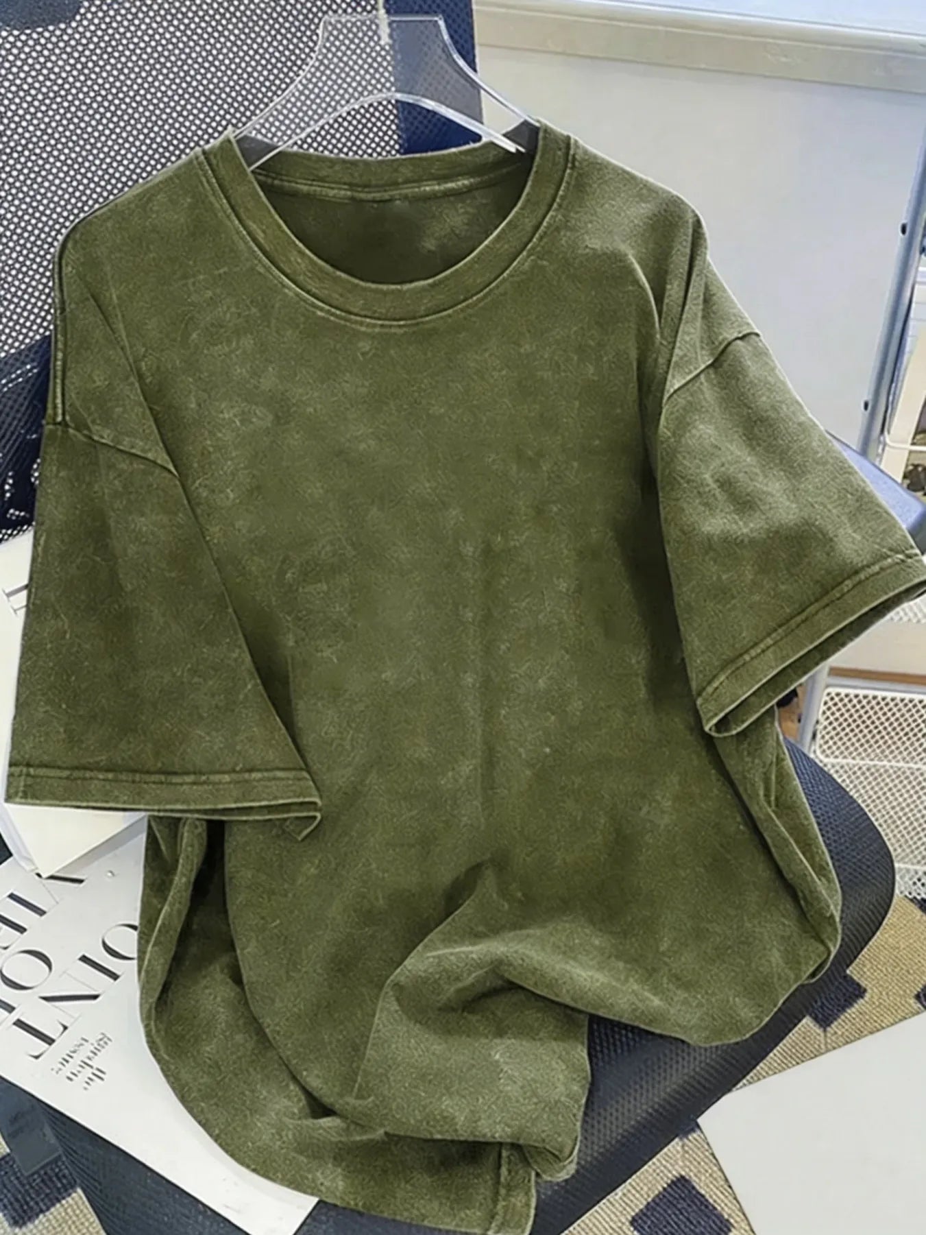 Solid Cotton Washed T-Shirts Men Summer Vintage Breathable Short Sleeve Street Sport Hip Hop Streetwear Fashion All-Match Tops