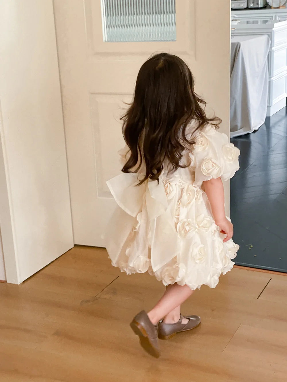 Children Clothing Korean Kids Clothes 2023 Spring and Summer Girls Flower Princess Dress Short Sleeve Sweet Cute Elegant Dress