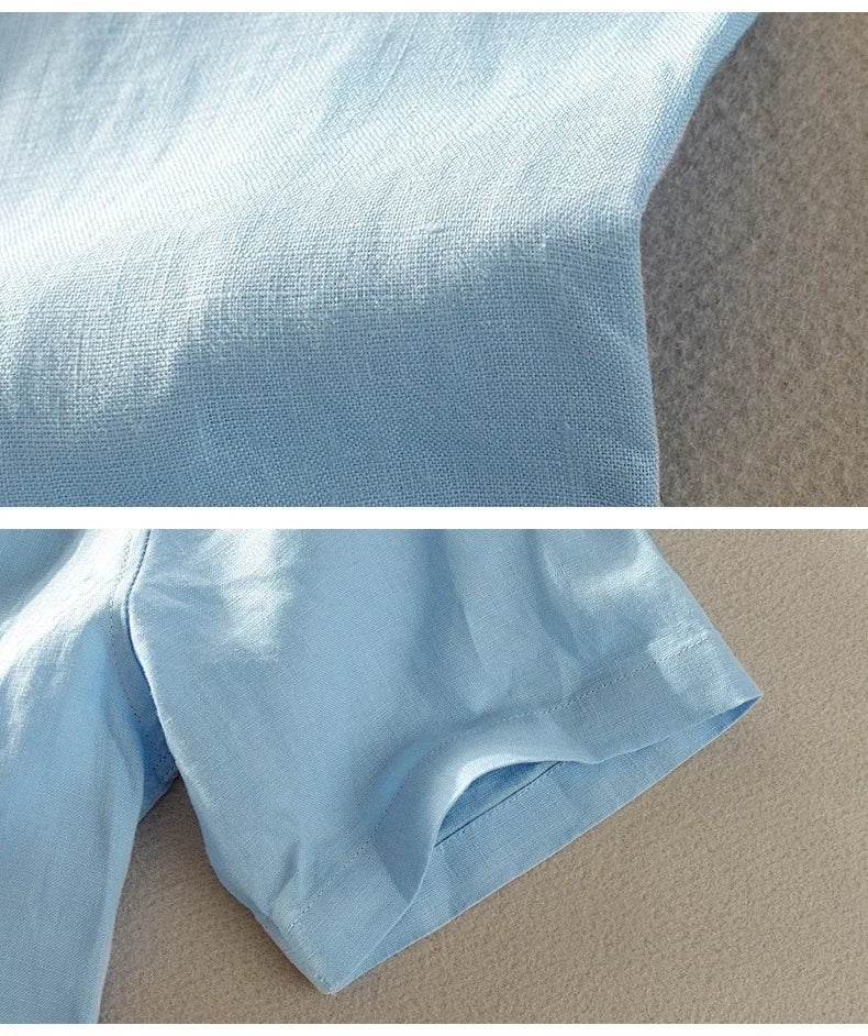 Pure Linen Short-sleeved Shirt Men&