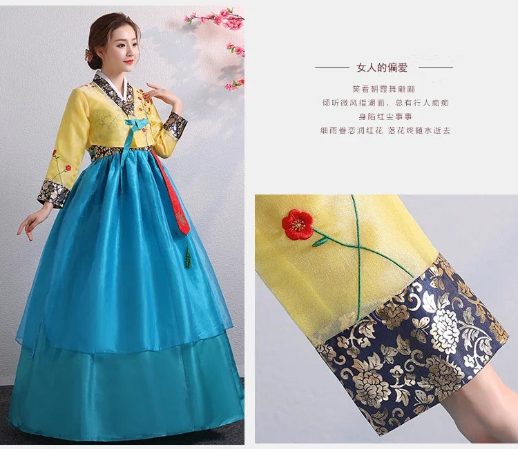 Hanbok for Women Korean Traditional Costume Minority Palace Performance Court Clothes Flower New Year Wedding Party Dance Dress