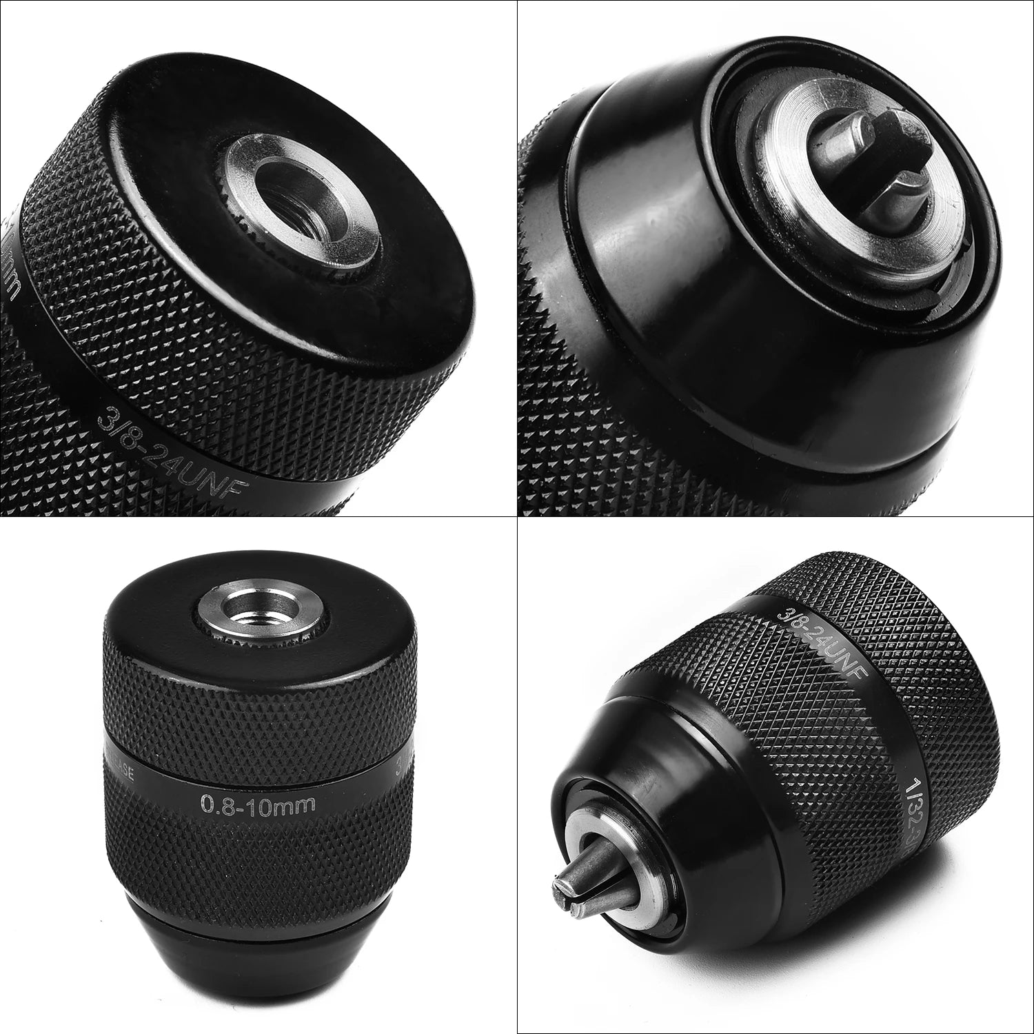 Durable 0 8 10mm Metal Drill Chuck, 3/8 24UNF Thread, Reliable Locking Function With Ratchets, Suitable For Percussion Drills