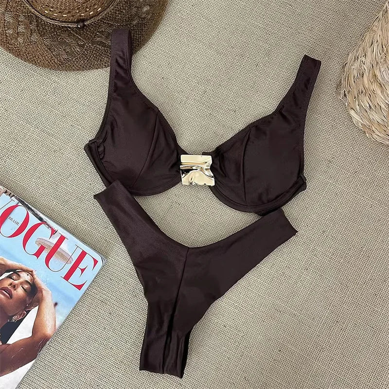 Push Up Swimwear Women Swimsuits 2025 Sexy Brazilian Bikini Set Thong Micro Biquini Female Bathing Suit Solid Beachwear