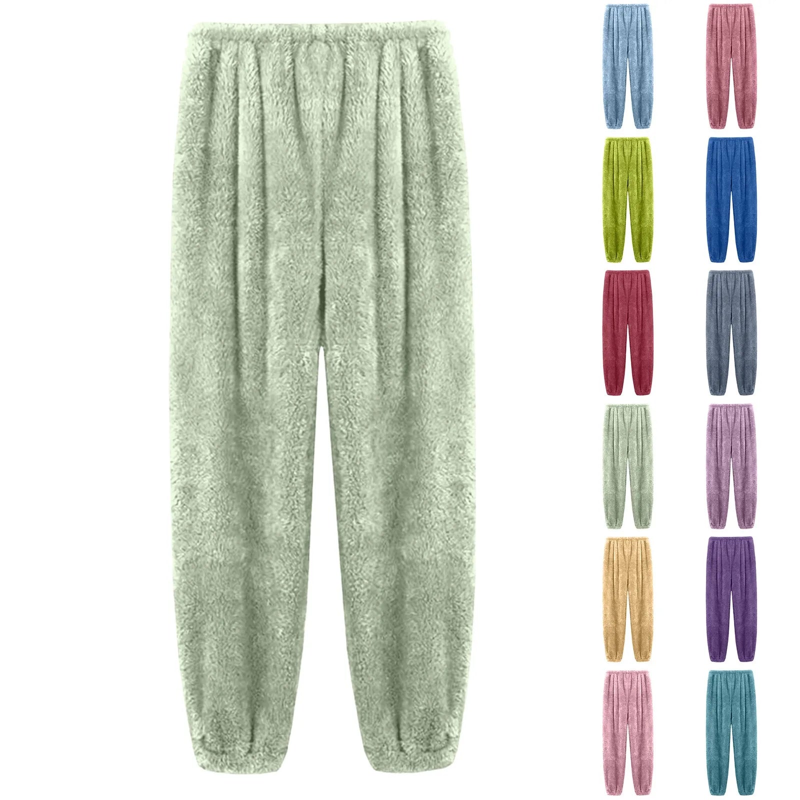 Pajamas Pants For Women Warm Winter Solid Color Sleepwear Pyjamas Plush Pants Women Nightwear Fashionable Home Wear