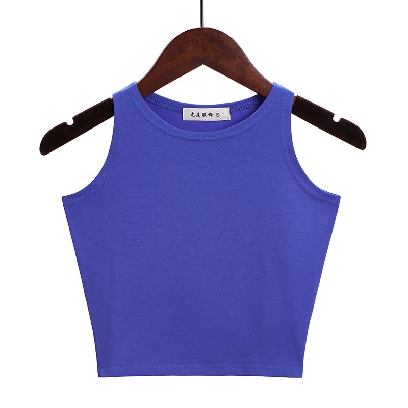 Fashion 2022 New Women Sexy Cotton Crop Top Crop Bustier Multicolor Sleeveless Cropped Blusas Vest Tank Top Camisole 14 Colors