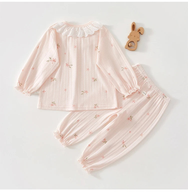Baby Clothes Summer Outfit for Girls, Class A, 6-12 Months, Infant Air-Conditioned Clothing, Two-Piece Set, Summer Thin Fiber 80
