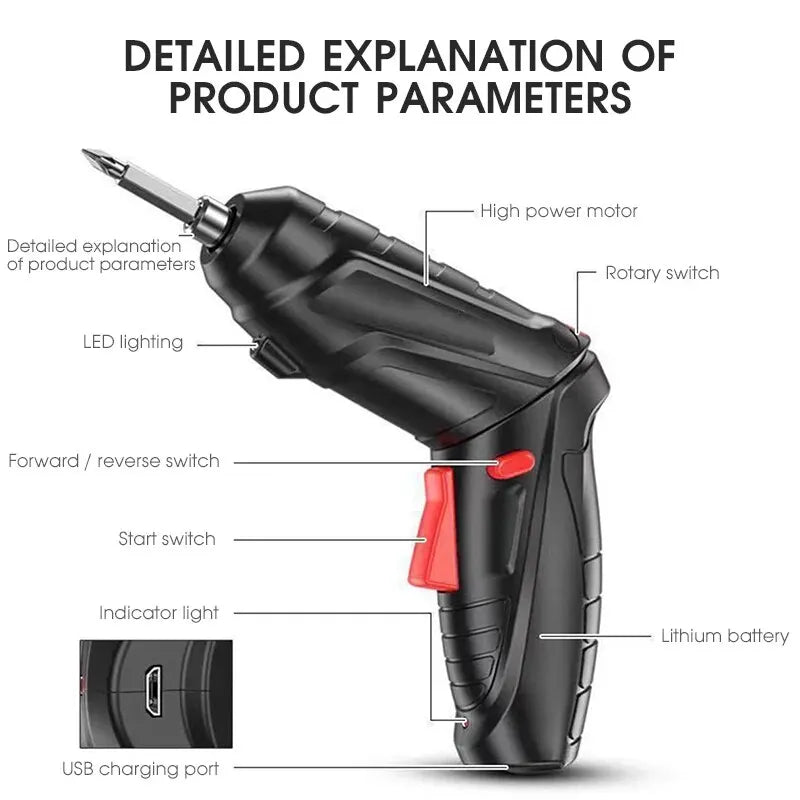 electric screw driver Mini Household Electric Drill Rotated Cordless Screwdriver Power Tools Household Maintenance Repair