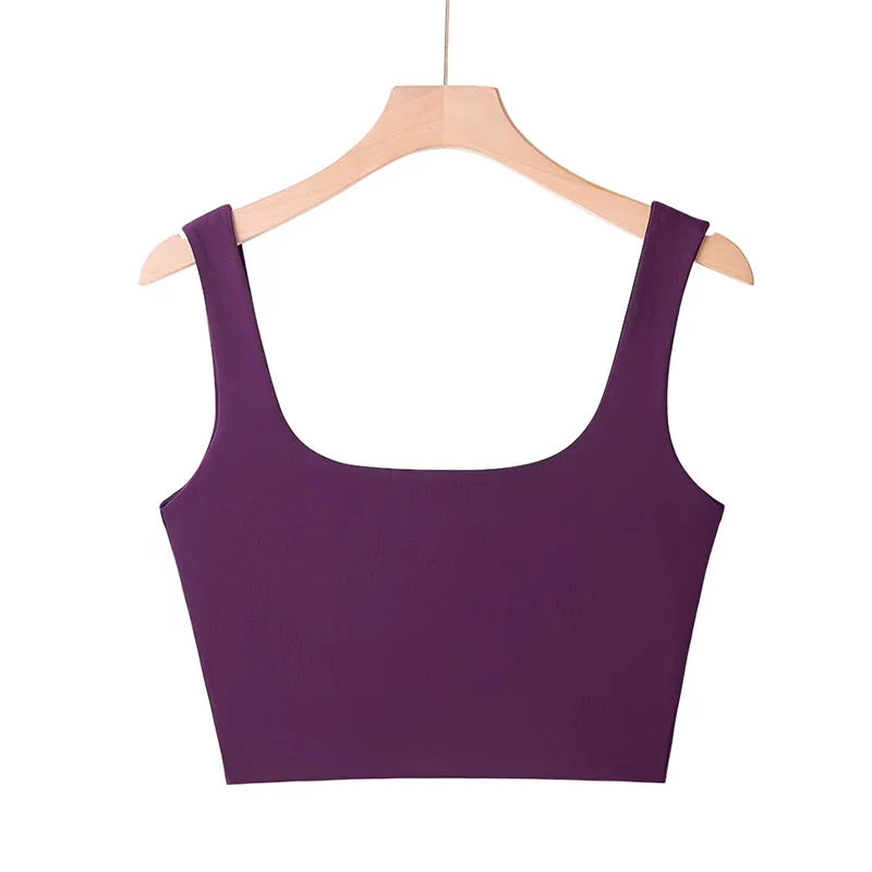 2025 Summer Women Sexy Sleeveless Tops Fashion Short Square Collar Tank Tops 6 Colors