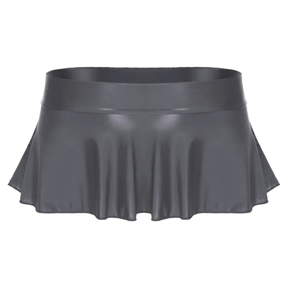 Sexy Womens Glossy Short Skirt Shiny Skater Dance Party Skirt A-line Skirt 2023 Fashion Summer Women&