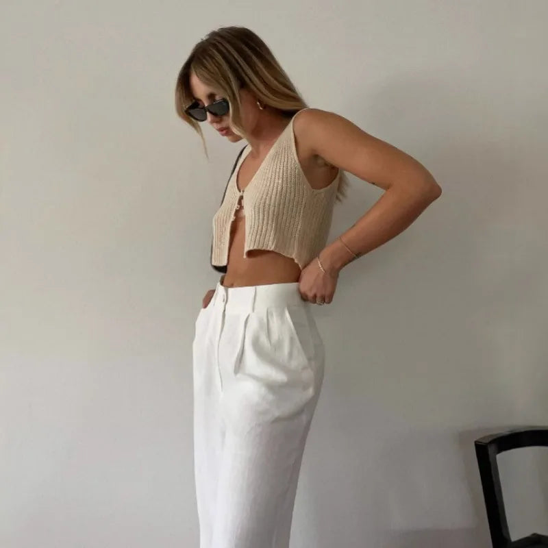 Crop Top Women Tops 2025 Kintted Sweater Vest Solid Women Summer