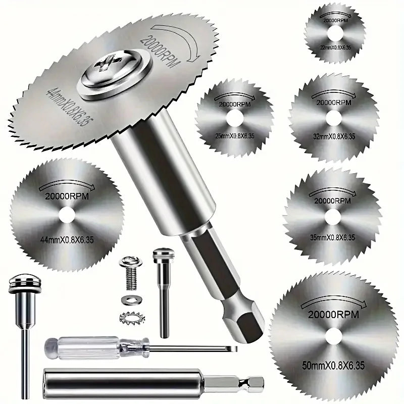 High-Speed Steel Saw Blades 10PCS, 1/4" Hex Shank Universal Fit for Grinders, Metal/Wood/Plastic Cutting Discs, Durable Rotary T
