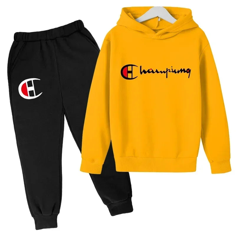 Hooded Hoodies Sweatshirts Sets Teenagers Fashion Groups of Pants Child SuitAutumn/winter Kids Clothing for Girl Boy Children&
