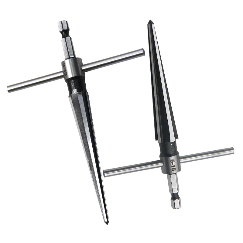 Woodwork Taper Reamer 3-13/5-16mm Wooden Board Electric Drill Hole Expanding Chamfer and Deburring Hexagonal Handle Cut Tool