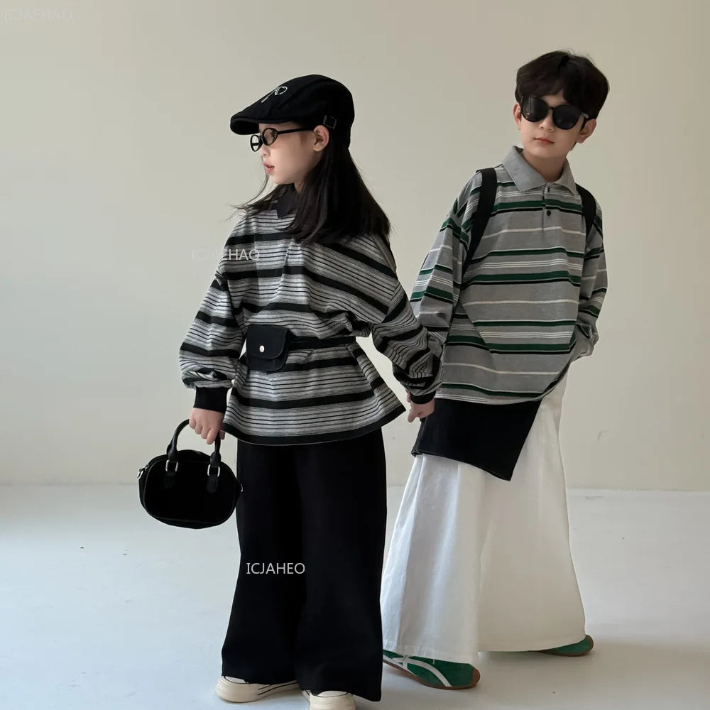 Kids Shirt Clothing Unisex Striped Long Sleeve Tops children Casual Wear Toddler Boys Girls Children Outfit Autumn Costumes