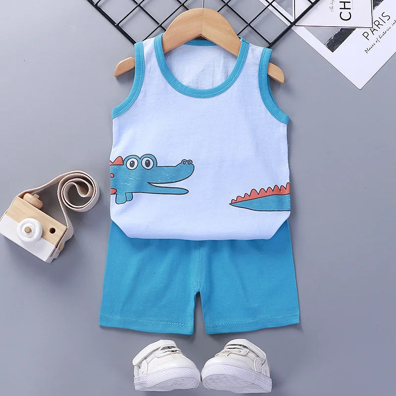 Children Sets Kids Clothes Boys Girls Vest Suit Summer Children&