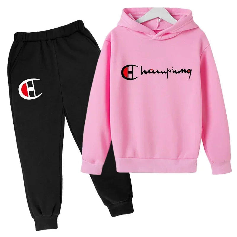 Hooded Hoodies Sweatshirts Sets Teenagers Fashion Groups of Pants Child SuitAutumn/winter Kids Clothing for Girl Boy Children&