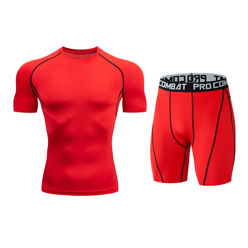 Gym Tight Training Clothing Workout Jogging Sports Set Fitness Men&