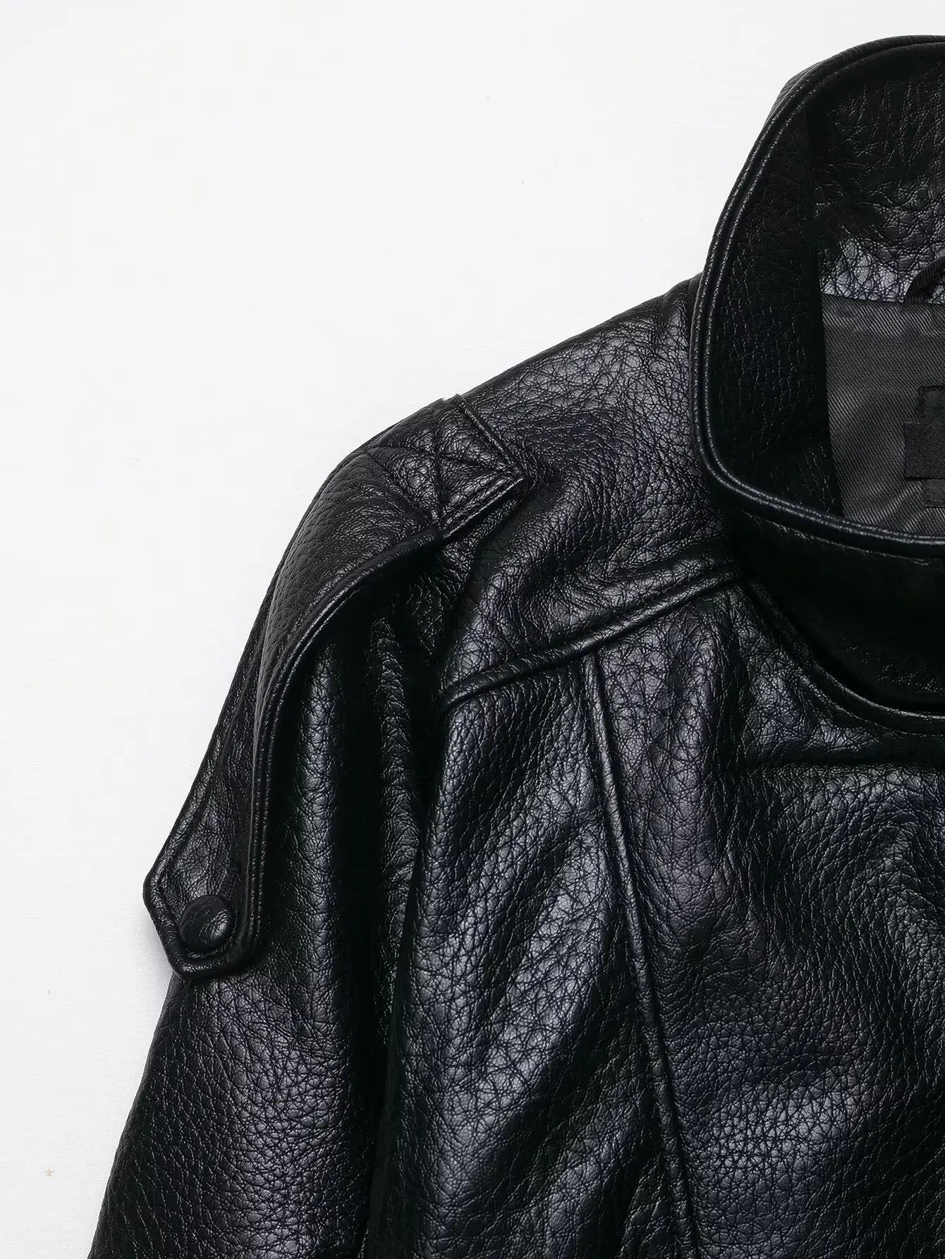 TFMLN 2025 Women Faux Leather Loose Jacket High Street Stand Collar Long Sleeve Coat Fashion Causal Zipper Outwear Autumn Winter