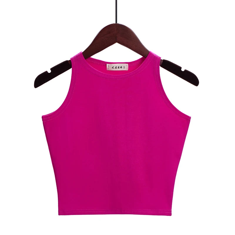 Fashion 2022 New Women Sexy Cotton Crop Top Crop Bustier Multicolor Sleeveless Cropped Blusas Vest Tank Top Camisole 14 Colors