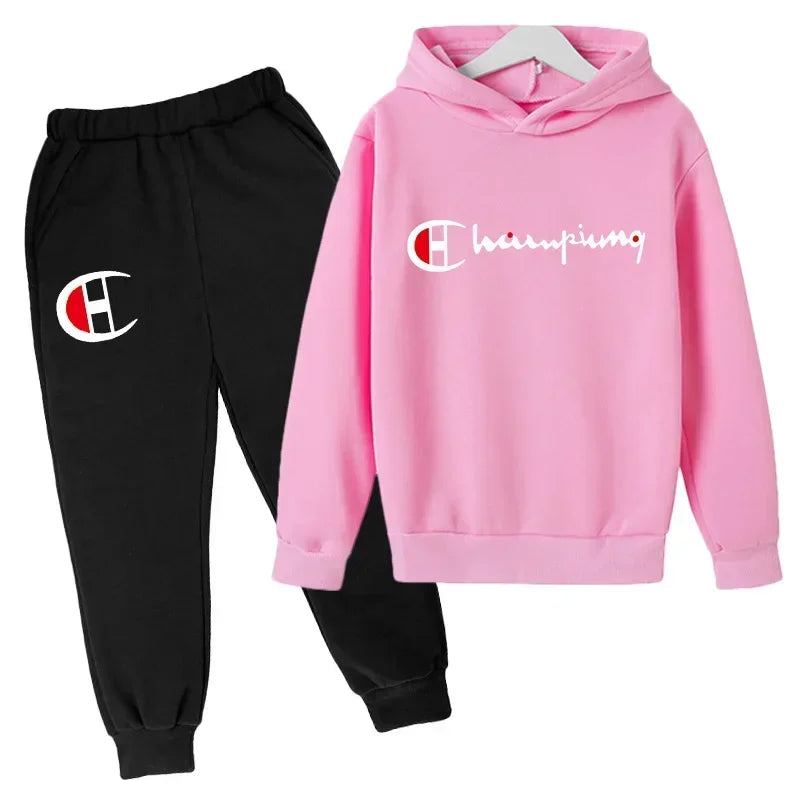 Hooded Hoodies Sweatshirts Sets Teenagers Fashion Groups of Pants Child SuitAutumn/winter Kids Clothing for Girl Boy Children&