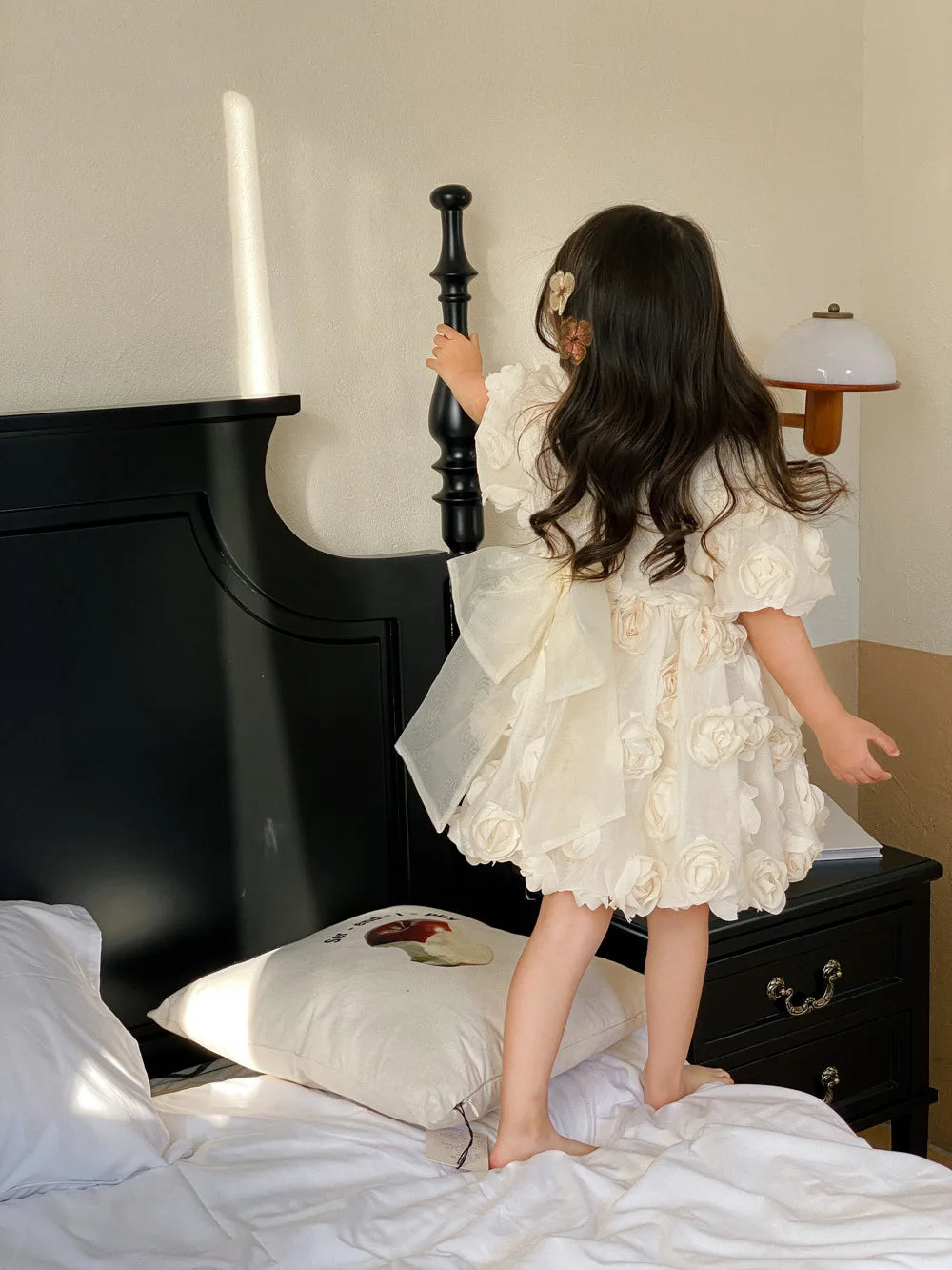 Children Clothing Korean Kids Clothes 2023 Spring and Summer Girls Flower Princess Dress Short Sleeve Sweet Cute Elegant Dress