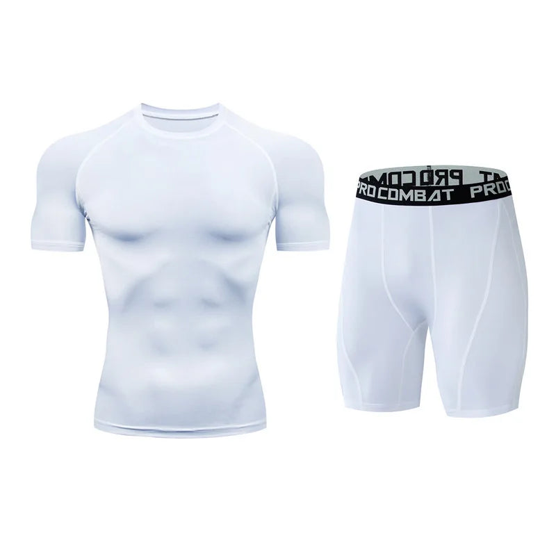 Gym Tight Training Clothing Workout Jogging Sports Set Fitness Men&