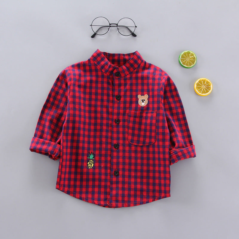 Kids Shirt Clothes Spring Thin Blouses Clothing Infant Boy Plaid Cotton Tops 1 2 3 4 Years Kids Long Sleeves Shirt