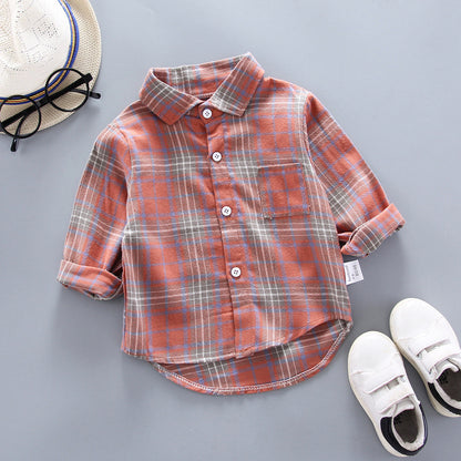Kids Shirt Clothes Spring Thin Blouses Clothing Infant Boy Plaid Cotton Tops 1 2 3 4 Years Kids Long Sleeves Shirt
