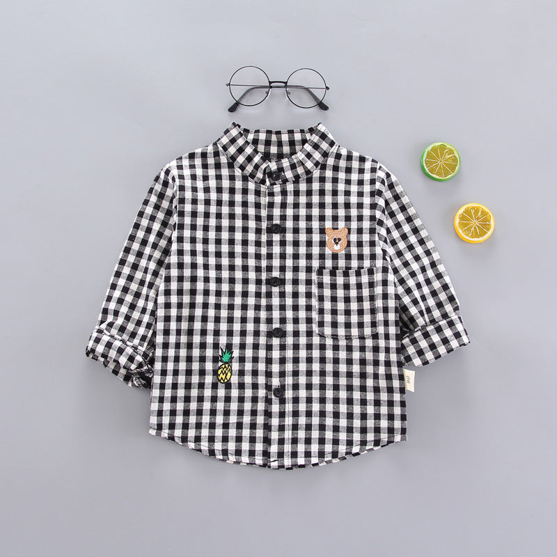 Kids Shirt Clothes Spring Thin Blouses Clothing Infant Boy Plaid Cotton Tops 1 2 3 4 Years Kids Long Sleeves Shirt