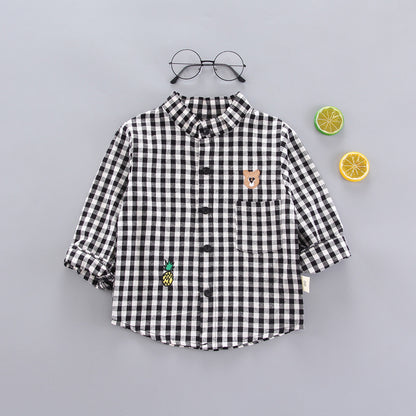 Kids Shirt Clothes Spring Thin Blouses Clothing Infant Boy Plaid Cotton Tops 1 2 3 4 Years Kids Long Sleeves Shirt
