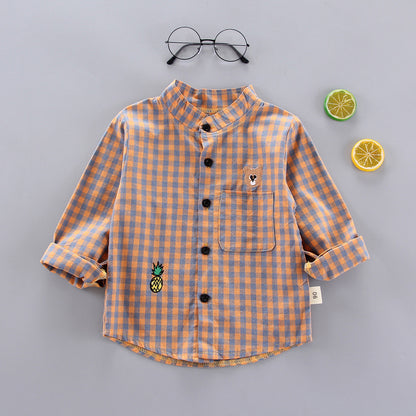 Kids Shirt Clothes Spring Thin Blouses Clothing Infant Boy Plaid Cotton Tops 1 2 3 4 Years Kids Long Sleeves Shirt