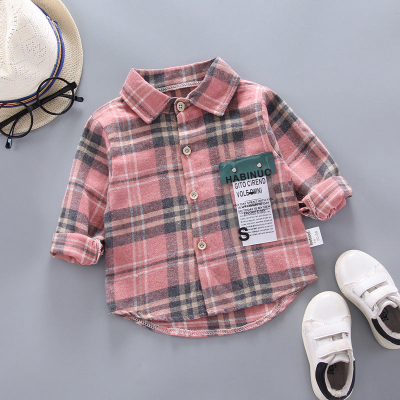 Kids Shirt Clothes Spring Thin Blouses Clothing Infant Boy Plaid Cotton Tops 1 2 3 4 Years Kids Long Sleeves Shirt