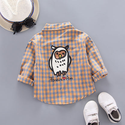 Kids Shirt Clothes Spring Thin Blouses Clothing Infant Boy Plaid Cotton Tops 1 2 3 4 Years Kids Long Sleeves Shirt