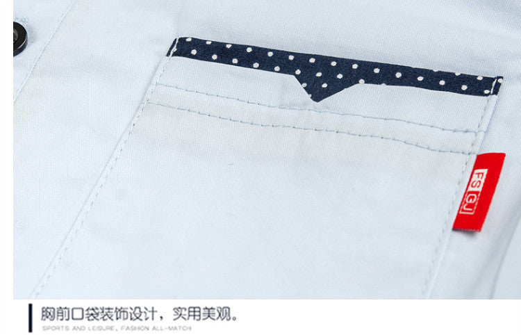 School Boys Shirts Short Sleeve Blouses For Boys Children Clothing Cotton Turn-Down Collar Kids Tops 5 7 9 11 13 15 Years Old