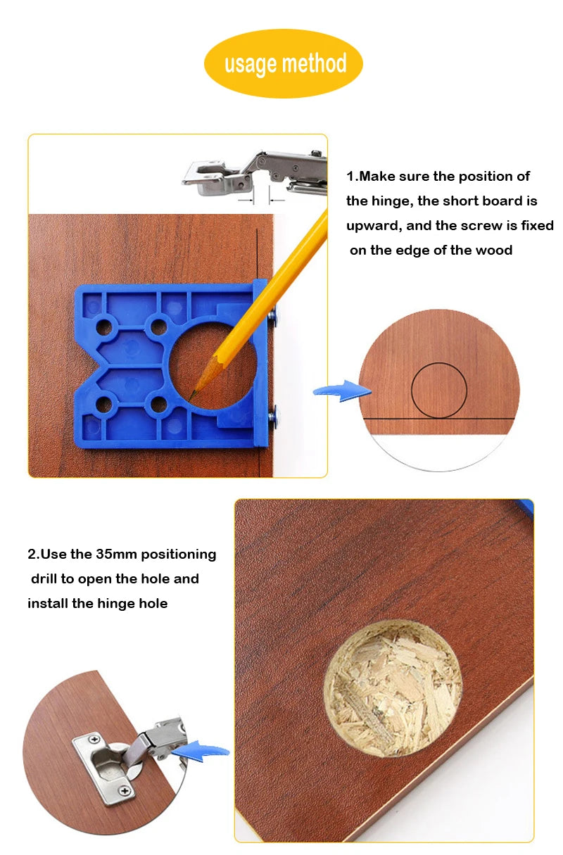 35mm Drill Bits woodworking Door Hole Opener Cabinet Accessories Tool Hinge Hole Drilling Guide Locator Hinge Drilling Jig