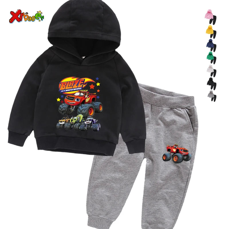 Clothing Sets Children 2 3 4 5 6 7Years Boys Tracksuits Blaze and The Monster Machines  Sport Suits Hoodies Top +Pants 2pcs Set