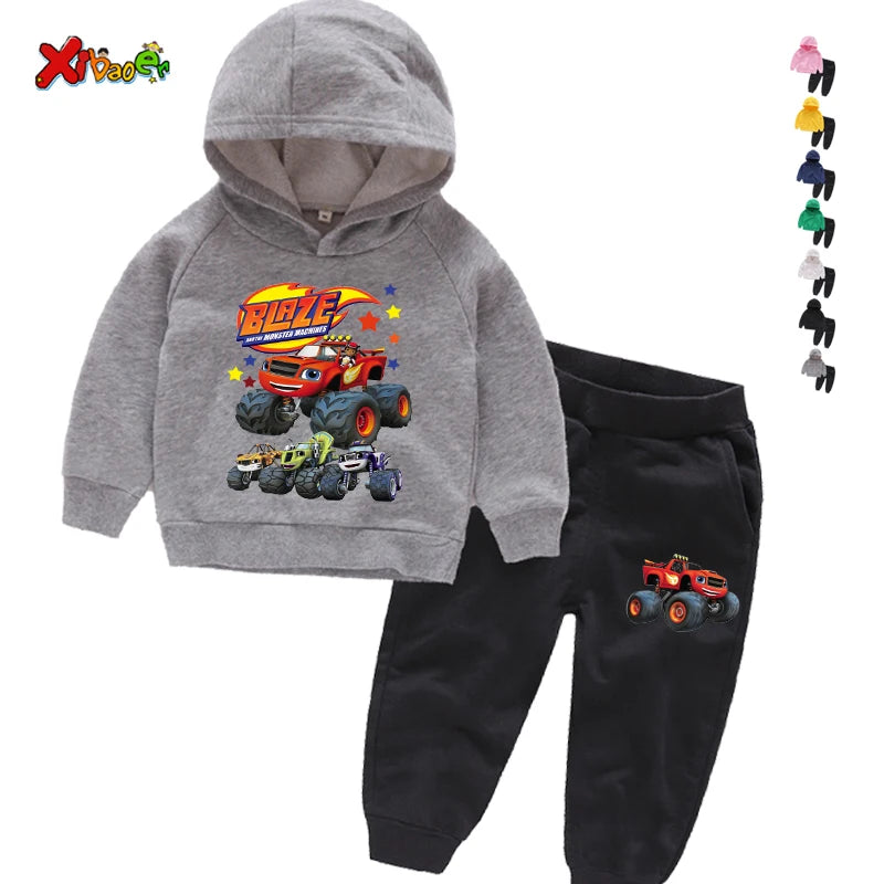 Clothing Sets Children 2 3 4 5 6 7Years Boys Tracksuits Blaze and The Monster Machines  Sport Suits Hoodies Top +Pants 2pcs Set