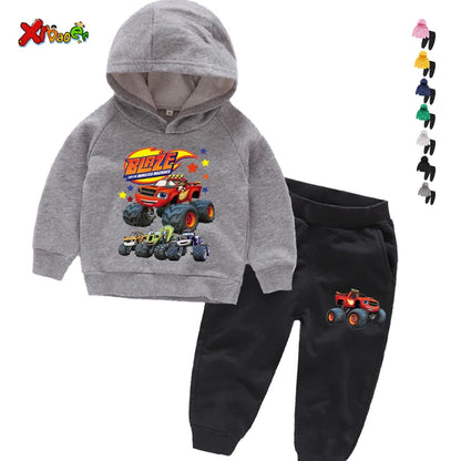 Clothing Sets Children 2 3 4 5 6 7Years Boys Tracksuits Blaze and The Monster Machines  Sport Suits Hoodies Top +Pants 2pcs Set