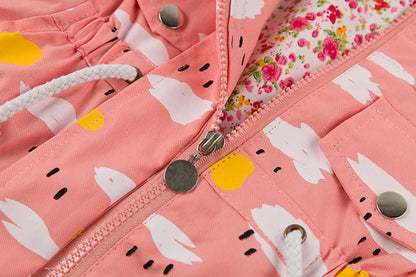 2025 Kids Coats Outwear Clothing Girls Jackets New Spring  Fashion Printing Girls Windbreaker Embroidery Hooded Girls jackets